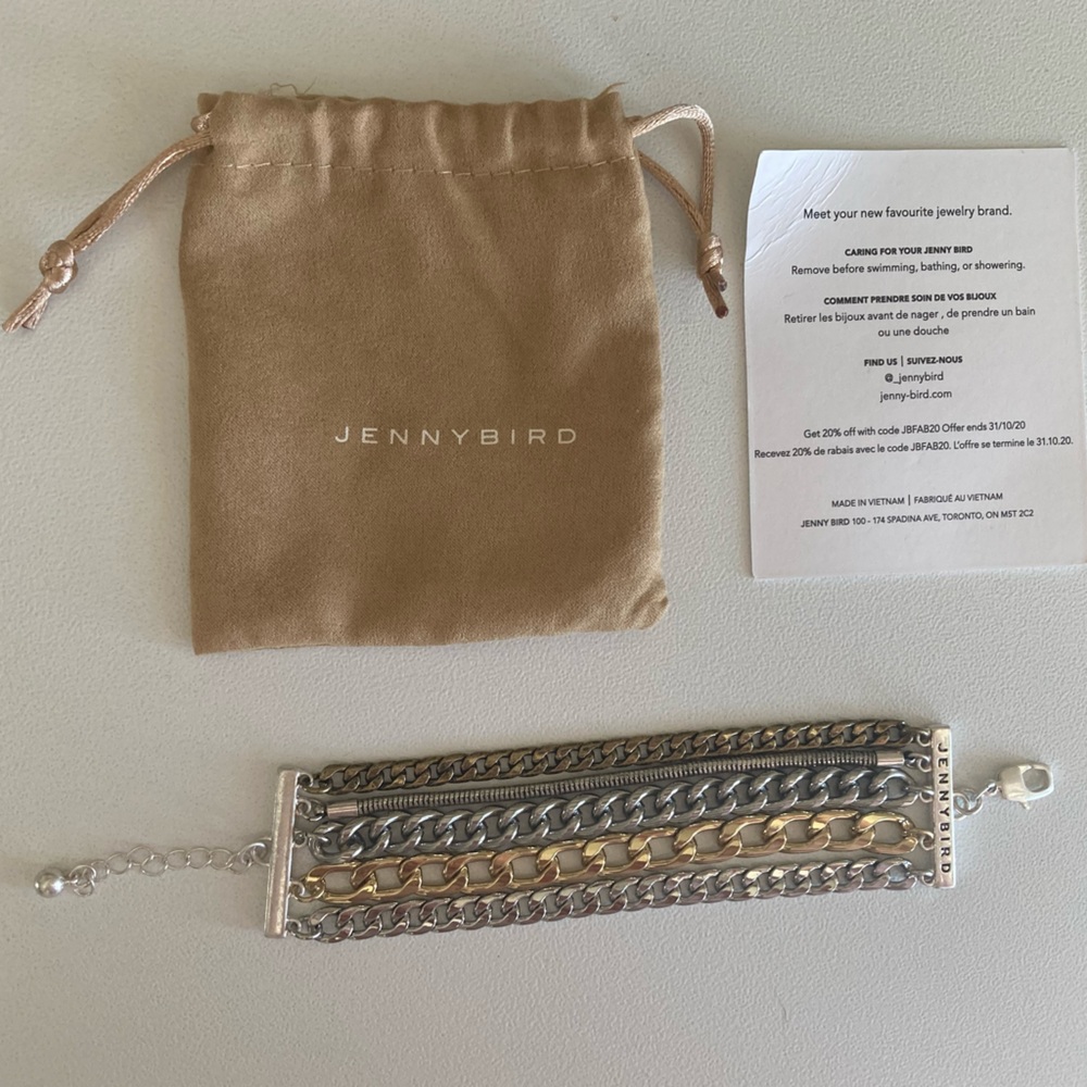 NWT Jenny Bird Austin Cuff Multi Metal Chain Bracelet